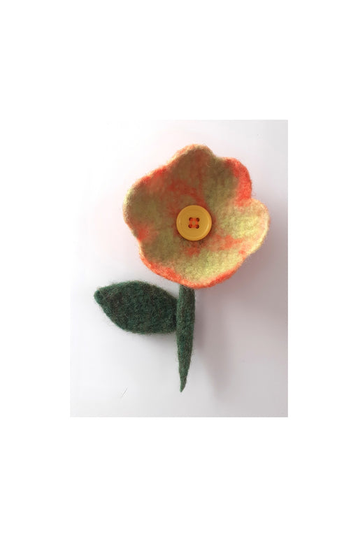 Felted Flower Magnet (Orange)