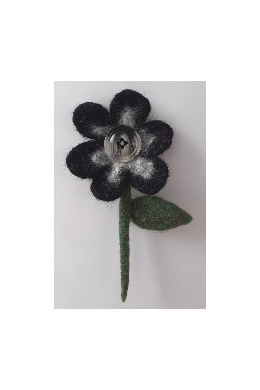 Felted Flower Magnet (Black)