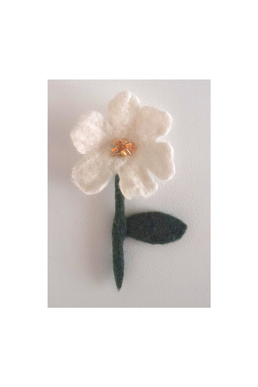 Felted Flower Magnet (White)